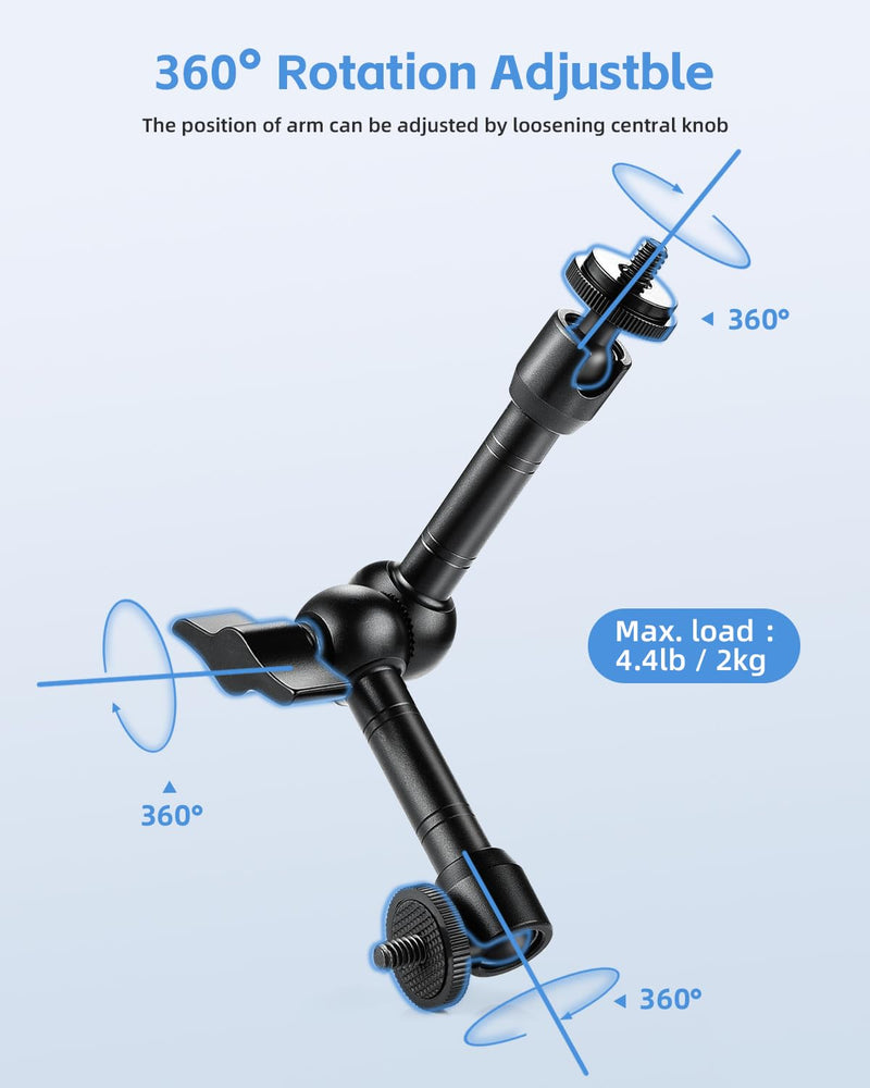 UTEBIT Adjustable Magic Arm with Super Clamp, 9 inch Articulating Arm Clamp Kit for LCD Monitor, LED Light, Flash Light, Camera Rig