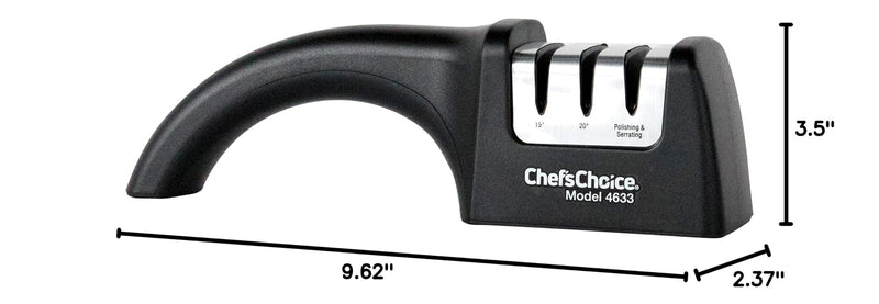 Chef'sChoice Professional Manual Knife Sharpeners AngleSelect for 15- and 20-Degree Straight-Edge and Serrated Knives with Diamond Abrasives Precise Angle Control & Compact Footprint, 2-Stage, Black