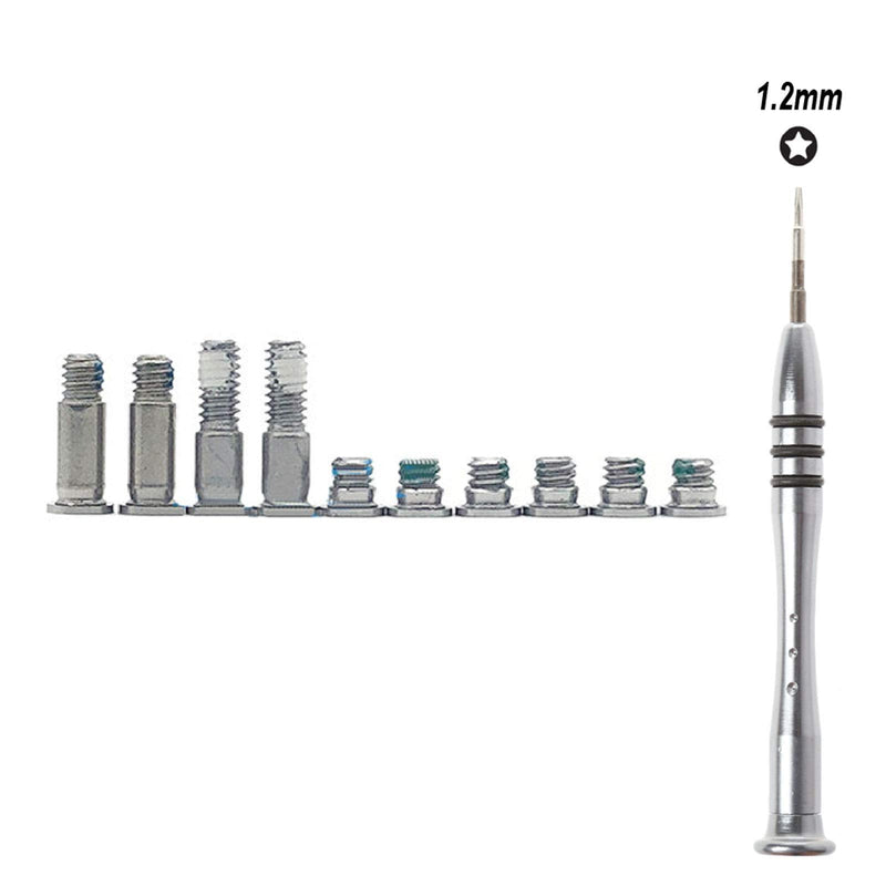 Replacement 10pcs/Set Bottom case Screws + 1pcs 5 Point Pentalobe Screwdriver for MacBook Air 13” A1932 Retina 2018 2019, A2179 2019 2020 Years MC 3302, A2337 M1 GPU EMC 3598 2020 (Silver) Silver
