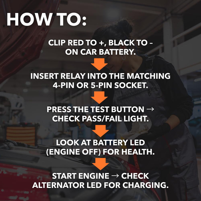 12V Automotive Relay Tester, Car Battery & Alternator Test Kit | Relay Switch & Circuit Inspector | Tests 4 & 5 Pin Relays | Battery Tester | Alternator Tester | Sound Troubleshooting | Patented