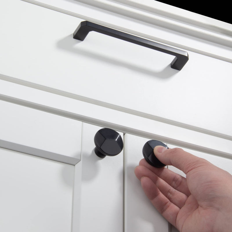 TUNNY 10 Pack Round Single Hole Cabinet Knob - Matte Black Solid Furniture Knob for Kitchen Cabinets Bedroom Dresser Furniture Hardware