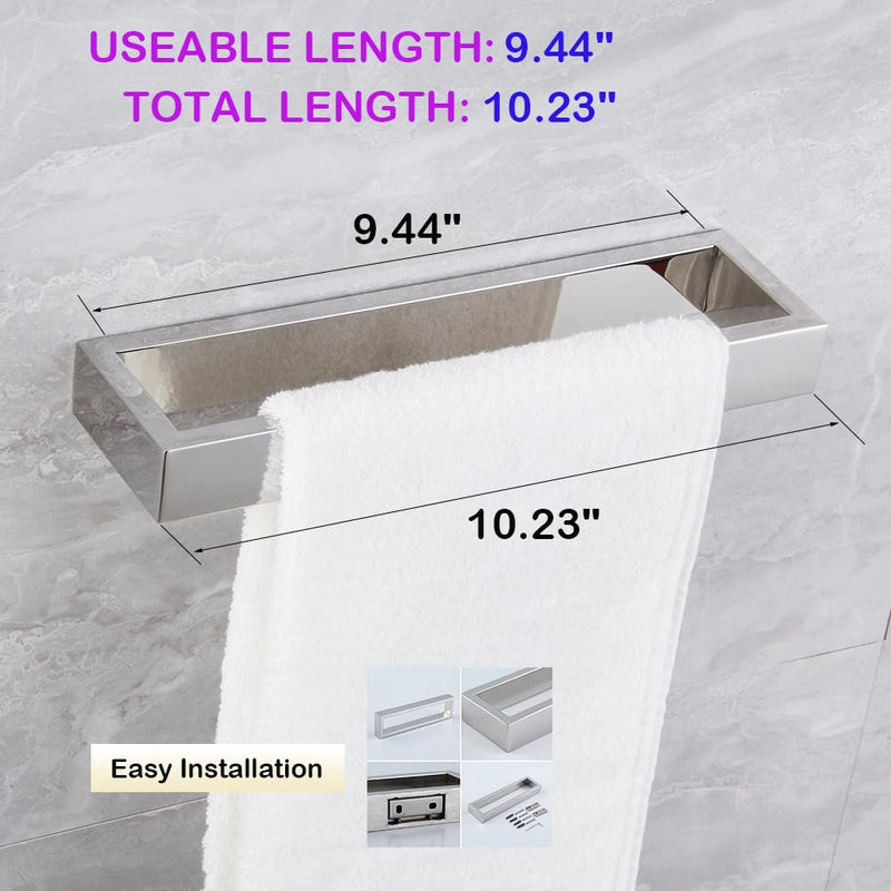 Bathroom Towel Ring Polished Stainless Steel Wall Mounted Hand Towel Bar Modern Square Style Towel Rack, D69018C