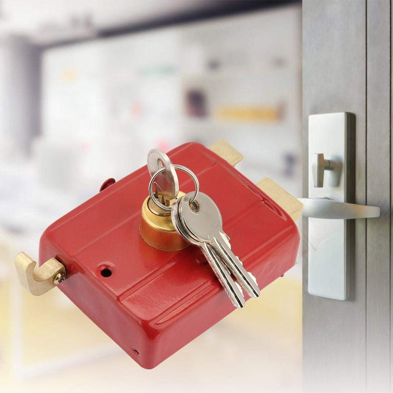 Nightlatch Heavy Duty Security Dead Bolt With Keys for Front Door - Red Hanging Hardware Deadbolt Rim Lock