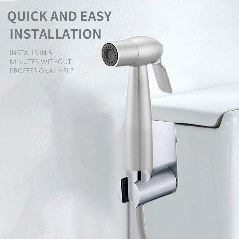 Bidet Sprayer for Toilet - Stainless Steel Sprayer Shattaf Toilet Bidet Shower Head for Bathroom Sink or Toilet - with 59in ABS Flexible Telescopic Shower Hose and Bracket Holder