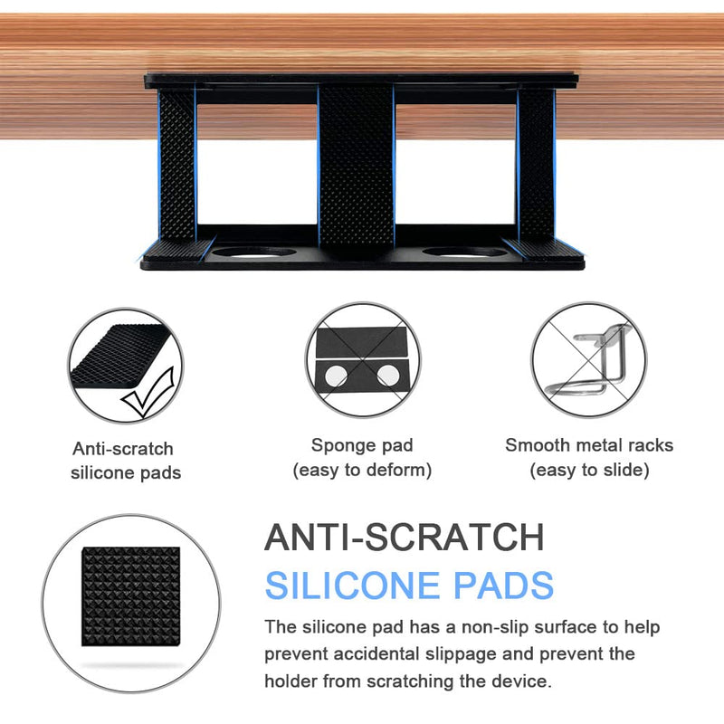 IFCASE Under Desk Laptop Mount with Adhesive & Screw in, Hard Aluminum Under Desk Shelf Holder for Laptop, Mac Mini, MacBook, Keyboard with Anti-Scratch Silicone (Black) Black