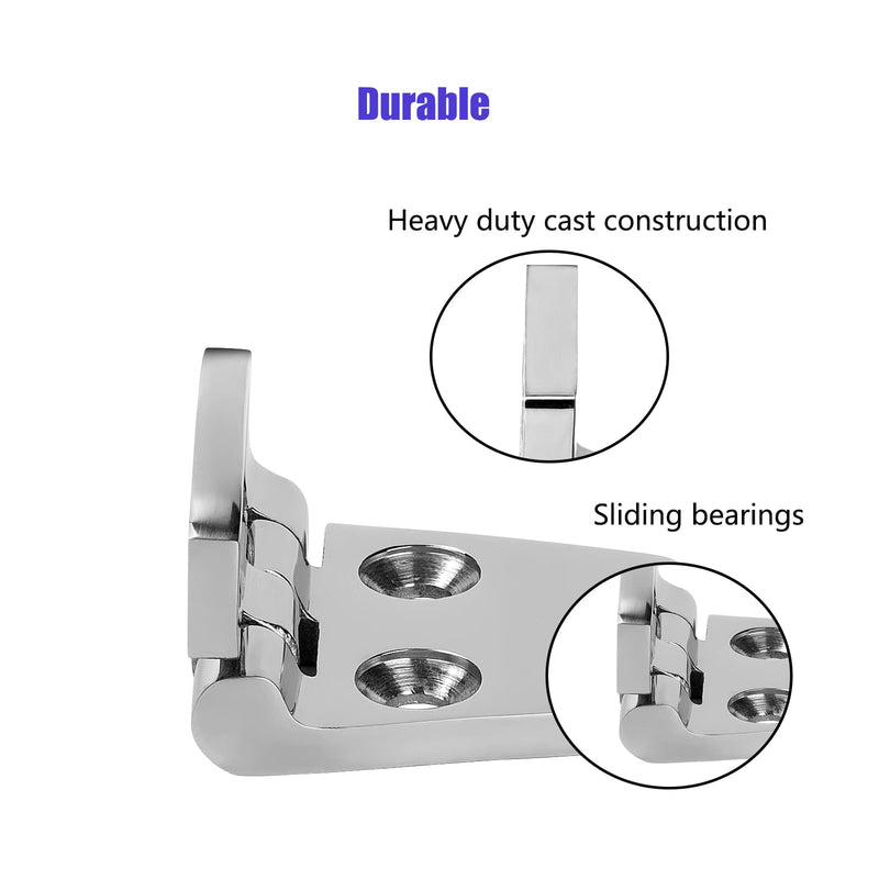 Marine Boat Hatch Hinges Stainless Steel, 2.25 inch x 1.5 inch(57 x 38 MM) 5 Holes, No Noise, Sturdy, 316 Stainless Steel with Screws (4 PCS) 2.25 x 1.5 inch（4 Pieces）