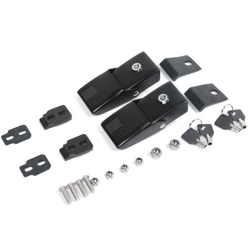 Hood Latches Locking Hood Catch Kit Aluminum Alloy Hood Locks for 2007-2018 Jeep Wrangler JK JKU, for 2018-2025 JL JLU & Jeep Gladiator JT Black A