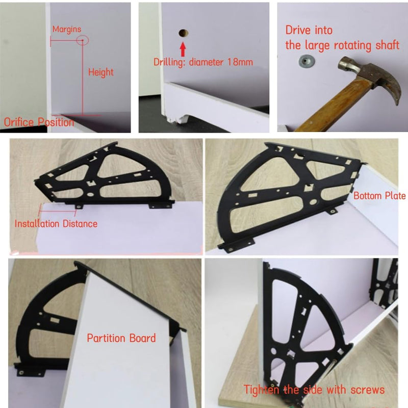 Haofy 4Pcs/Set Home Furniture Hinge Shoes Drawer Cabinet Flip Replacement Plate Frame Turning Rack Accessory