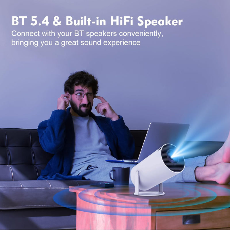 Magcubic HY300PRO Mini Projector with WiFi and Bluetooth, 4K Support Smart Portable Projector Auto Keystone, Air Mouse Remote, Voice Control, 180° Rotation, Home Video Proyector Android 11 Electric Focus WE