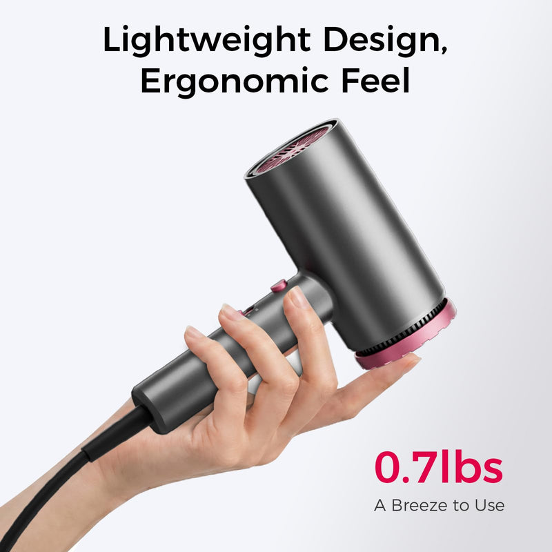 Hair Dryer Ionic Hairdryer, Professional Fast Drying Blow Dryer for Curly&Straight Hair with Diffuser&Concentrator, Lightweight Travel Hairdryer with 3 Speed&3 Temp&Cool Air for Women&Men