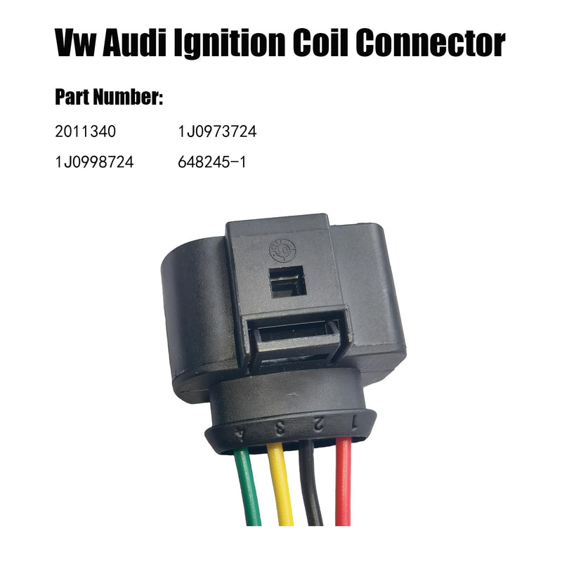 MAMIKO Set of 4 Ignition Coil Module Connector Replacement with Volkswagen Vw Passat Audi A4 1.8T, 2.0T, 2.5L, 3.2L, 4.2L 4 Pack Vw Ignition Coil Harness Vw and Audi