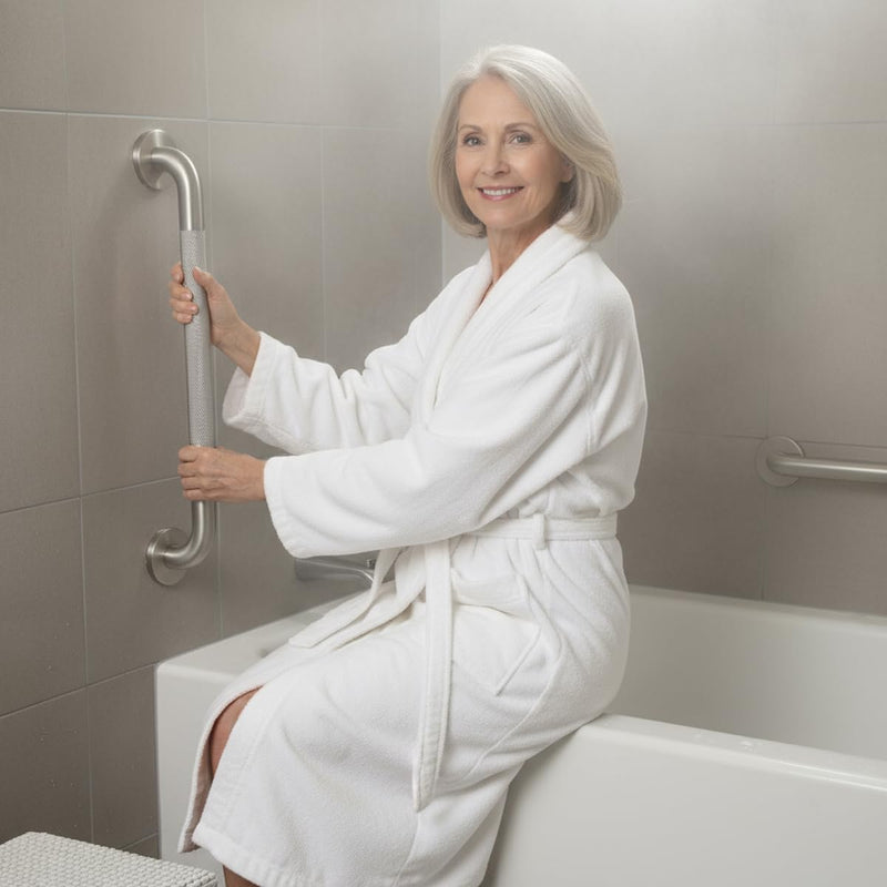 24 Inch Safety Grab Bars for Bathroom,1.25'' Heavy Duty Stainless Steel Brushed Nickel Shower Handles for Elderly, Non Slip Knurled Grip Handrail for Tub, Toilet, Fall Prevention & Handicap Assistance 1-1/4'' Diameter 24 Inch