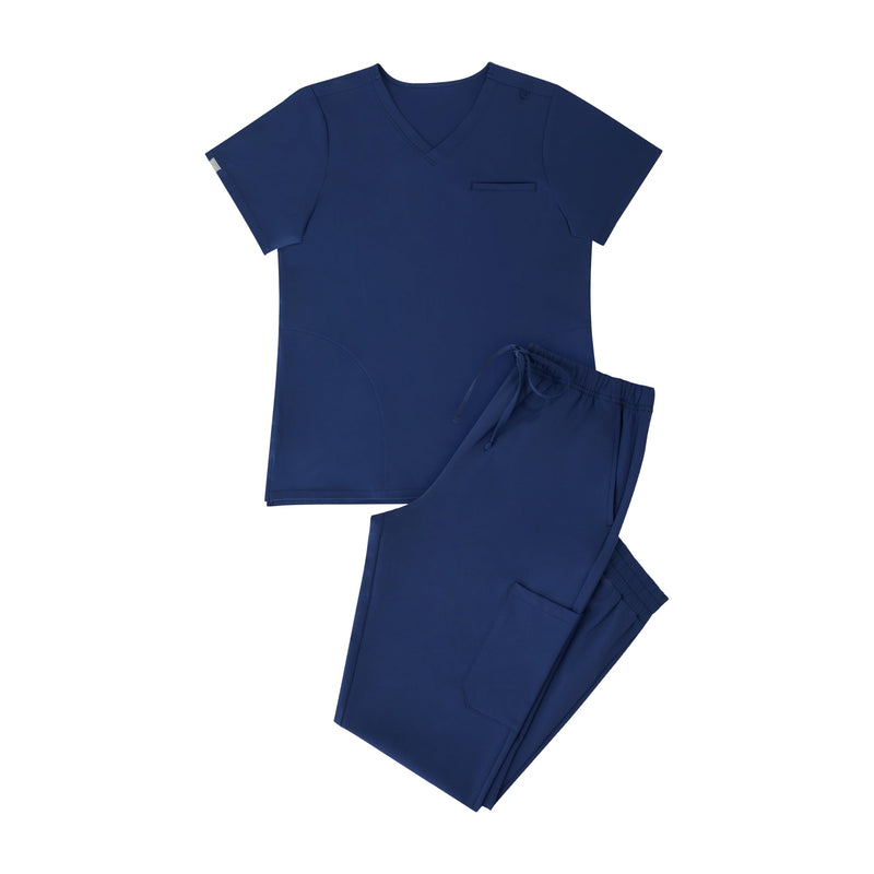 Hanes Women's Scrubs Set, Medical Scrubs With Pockets, Moisture-wicking Healthcare Clothing for Women Medium Athletic Navy