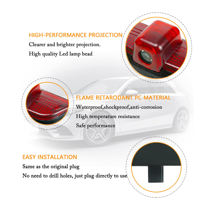 Car Led Door Logo Light Ground Courtesy Door Light Projector Compatible with C Class W204 C200 2008-2013 C230 C280 2008 C260 C300 2010-2013 Ghost Shadow Light 4Pcs
