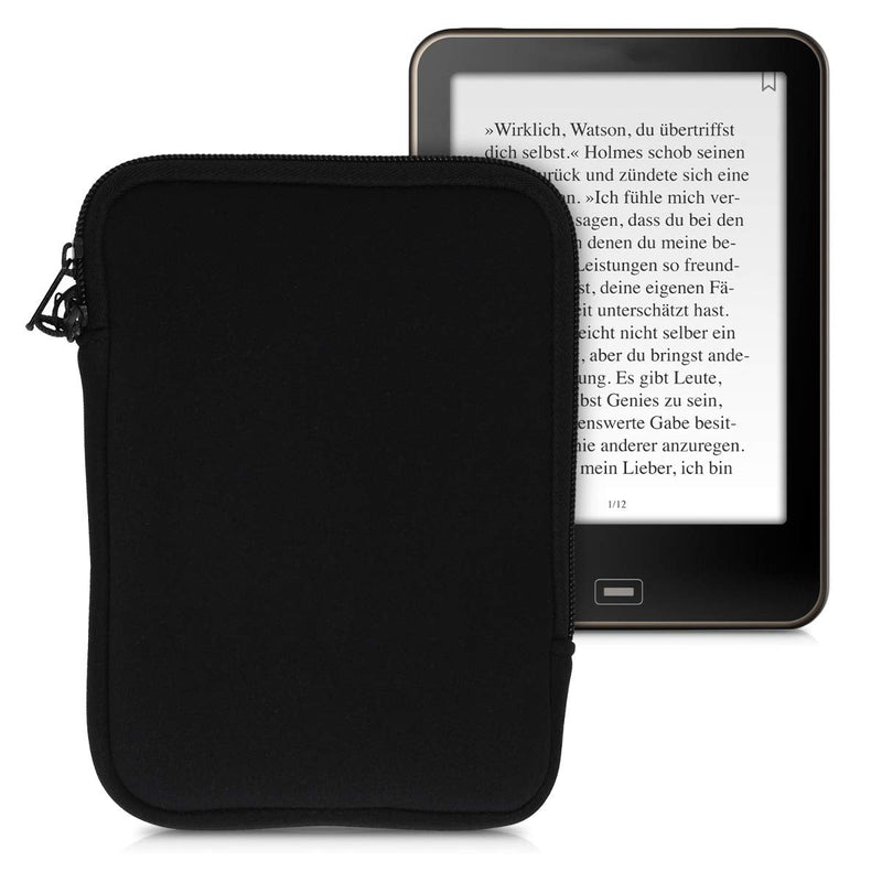 kwmobile Neoprene e-Reader Pouch Size 6" eReader - Universal eBook Sleeve Case with Zipper - Black