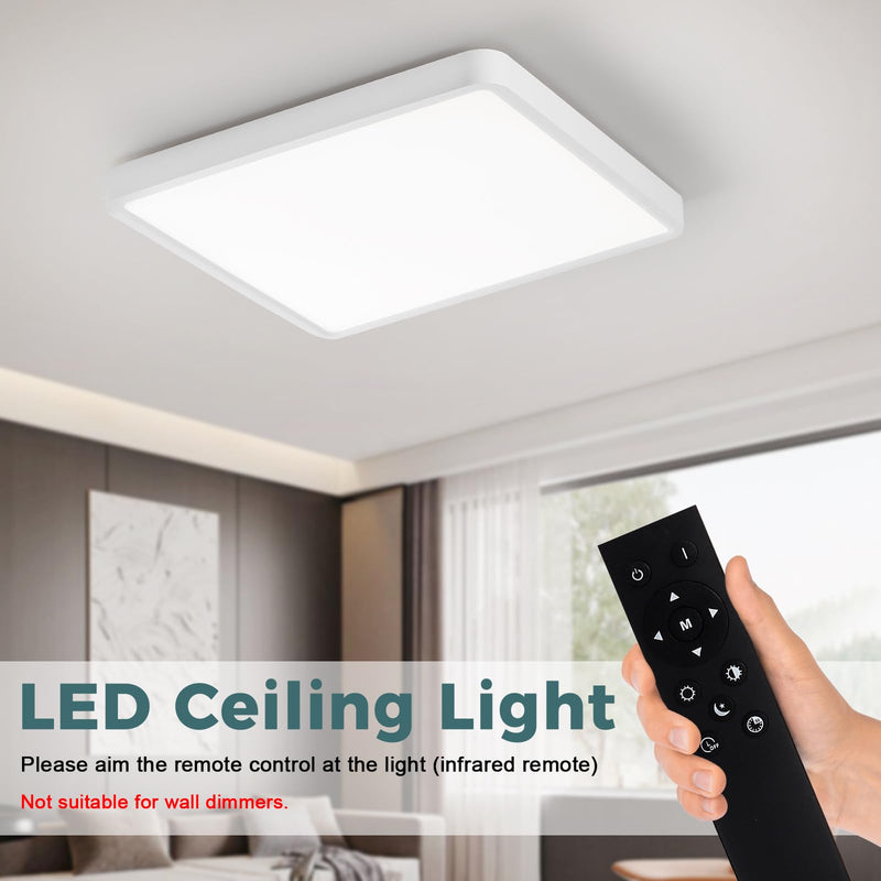LED Ceiling Light Fixture with Remote Contro 12Inch 36W Flush Mount Close to Ceiling Lights 3000K-6500K Light Color Changeable Slim Modern Ceiling Lamp for Bedroom Kitchen Dining room Entryway White-A
