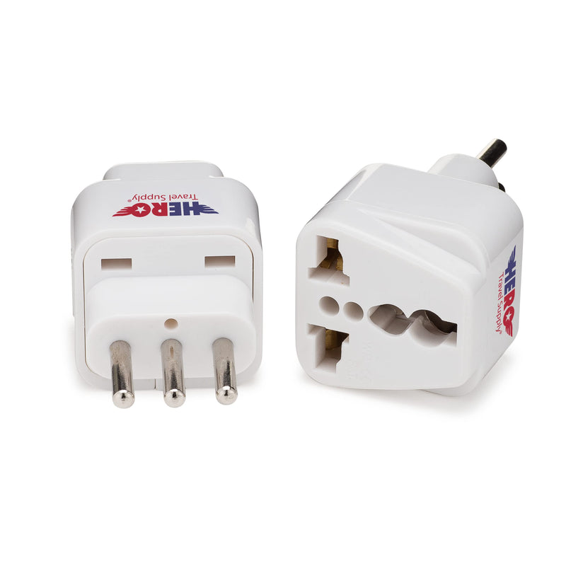 Hero Premium US to Italy Power Adapter Plug (Type L, Pack of 3, Grounded) Italy (3 Pack)