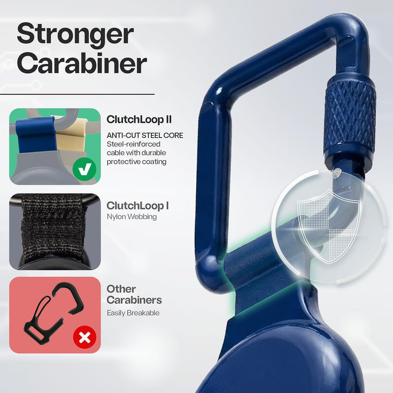 2 Anti-Theft Phone Tether – Magnetic Connection, Metal Anchor, Retractable Steel Line and Locking Carabiner Sapphire