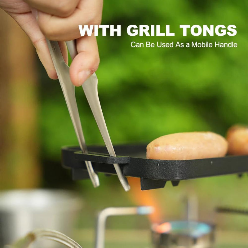 Fire-Maple Compact Aluminium Alloy Mini Griddle Set with Stainless Steel Tongs - Portable Heating Kit for Outdoor and Indoor Use