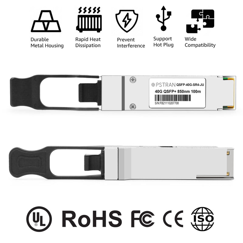 40GBASE-SR4 QSFP+ Optical Transceiver Module Compatible with Juniper QFX-QSFP-40G-SR4 EX-QSFP-40GE-SR4 QSFPP-40GBASE-SR4 850nm 100m DDM MPO-12/UPC MMF 40GBASE-SR4: 100m for Juniper 1