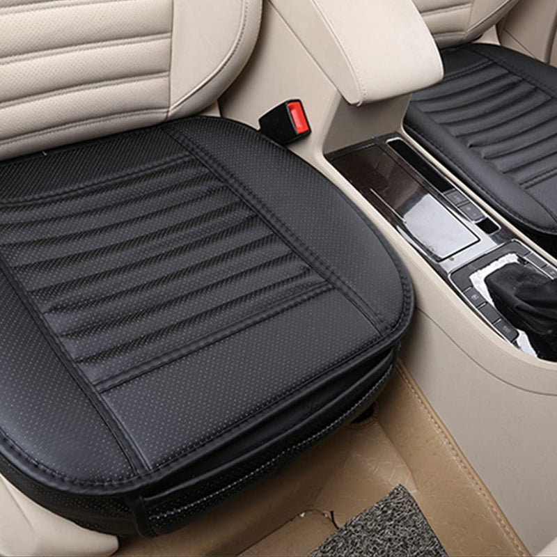 zipelo 2 Pack Car Seat Covers for Front Seats, Breathable Leather Cushion Protector, Anti-Slip Driver Seat Padded with Storage Pockets, Auto Interior Decoration for Most Vehicles (Black) black