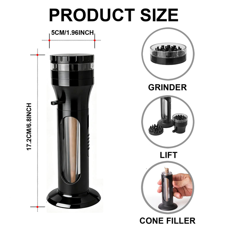 2-in-1 Kitchen Spice Grinder & Seasoning Loader,Cone Loader Grinder Roller,Portable Grinder and Cone Filler for King Size– Portable Manual Aluminum Alloy Herb Grinder for Culinary Use