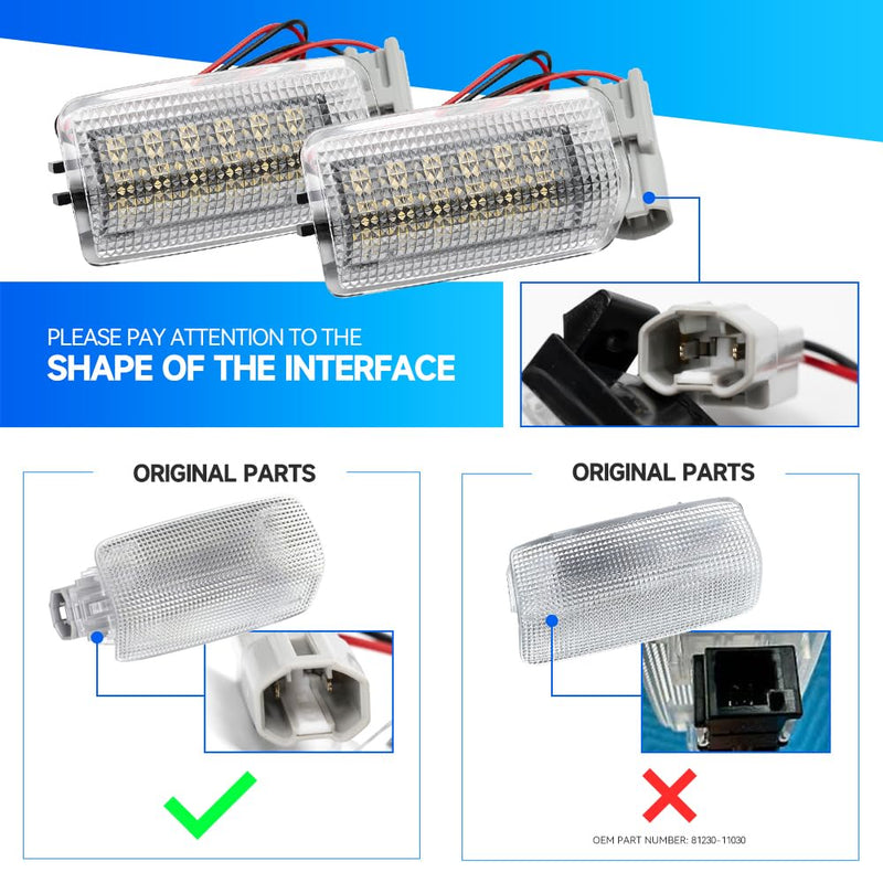 2Pcs LED Courtesy Door Light for Toyota 4Runner Camry Prius Tundra Sienna Avalon Lexus IS ES GS LS RX GX LX Powered by High Power SMD Xenon White LED Error Free