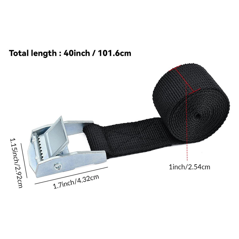 2PCS Lashing Straps with Buckles Adjustable, Up to 600lbs,Tie Down Straps for Motorcycle, Cargo, Trucks,Trailer,Luggage (1" x 3.3') 1" x 3.3'