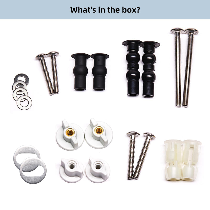 Hibbent Universal Toilet Seats Screws and Bolts, Metal Toilet Seat Hinges Bolt Screws with Fixings Expanding Rubber, Toilet Seat Replacement Parts Kit(5 Choices)