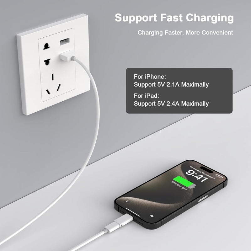 [Apple MFi Certified] 4 Pack USB C to Lightning Adapter | Lightning Male to Type C Female Adapter Support USB Wall Fast Charger Adopter for iPhone 14/13/Pro Max/12/11/X/8 Car Charger
