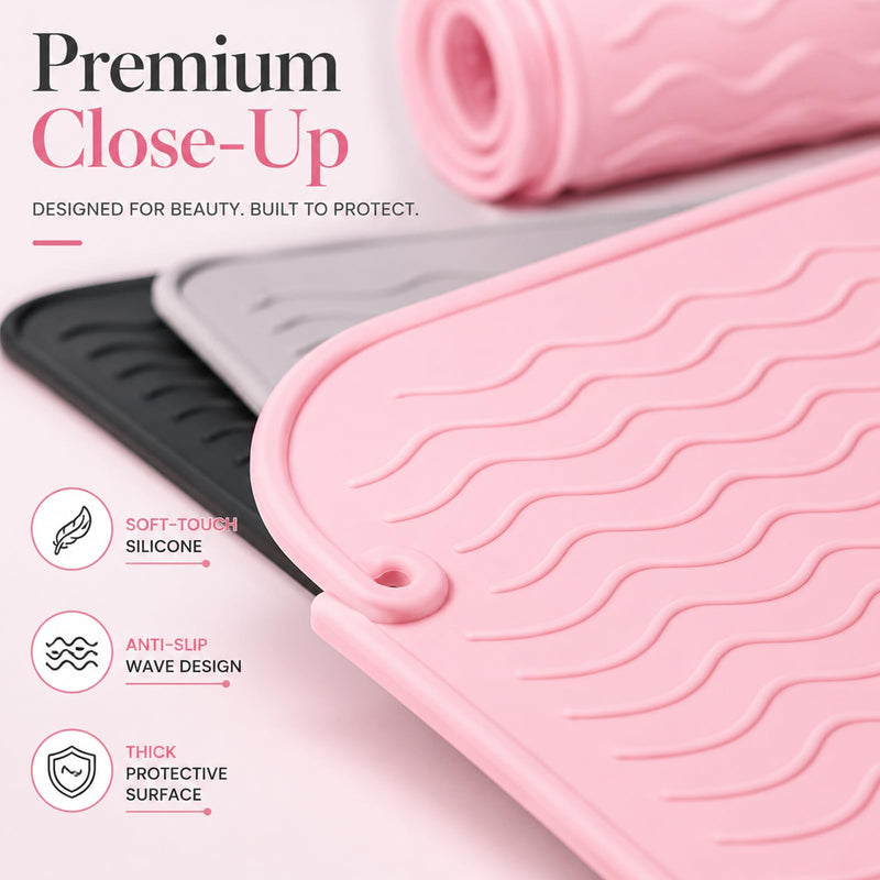  [AUSTRALIA] - Luxiremi Silicone Heat Resistant Mat for Hair Straightener Tools(Gray) | Heat Resistant Mat, Curling Irons, Flat Iron, Curling Iron, Multifunctional Non-Slip Mat Pad Gray