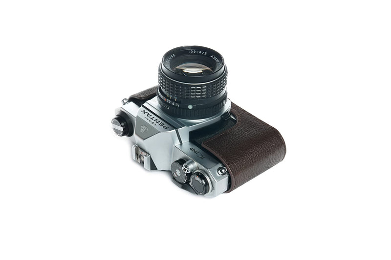K1000 Case, BolinUS Handmade Genuine Real Leather Half Camera Case Bag Cover for Pentax Asahi K1000 Camera With Hand Strap (Coffee) Coffee