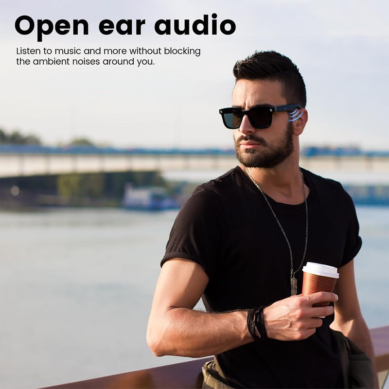 Ai Smart Glasses with Camera and Bluetooth, 5MP HD 1080P Video Recording Photo Taking UV Protection Eyewear Glasses, Voice Assistant, Open-Ear Audio for Outdoor Sport Cycling, Hiking Travel With Polarized Lenses