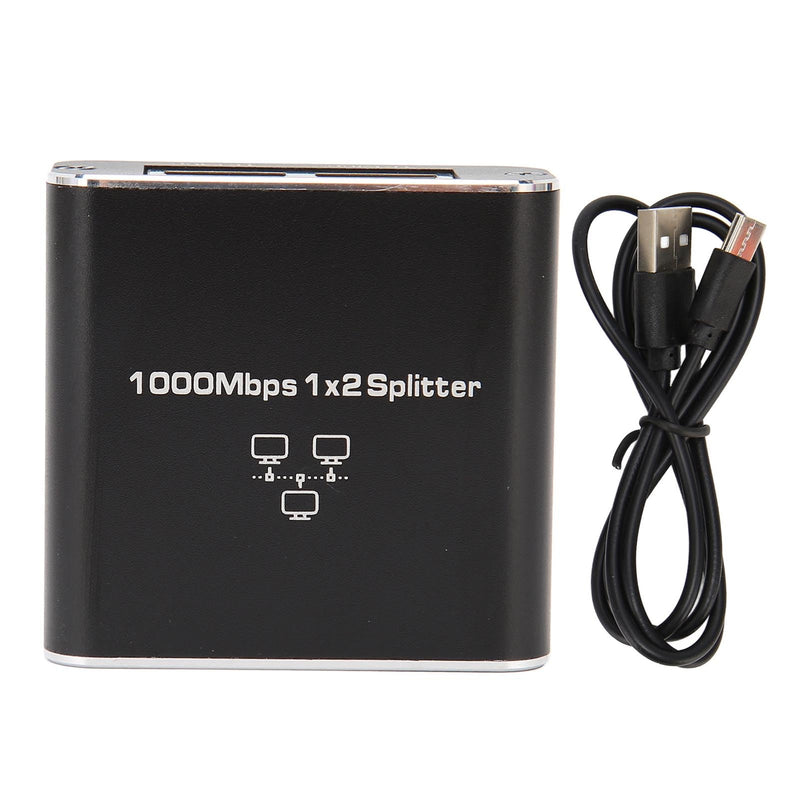 Gigabit 1000Mbps RJ45 Ethernet Splitter 1-Port to 2-Port Network Adapter Shares 2 Devices with USB Power Cable Compatible with Cat5 Cat5e Cat6 Cat7 Cables for Router Modem Extension