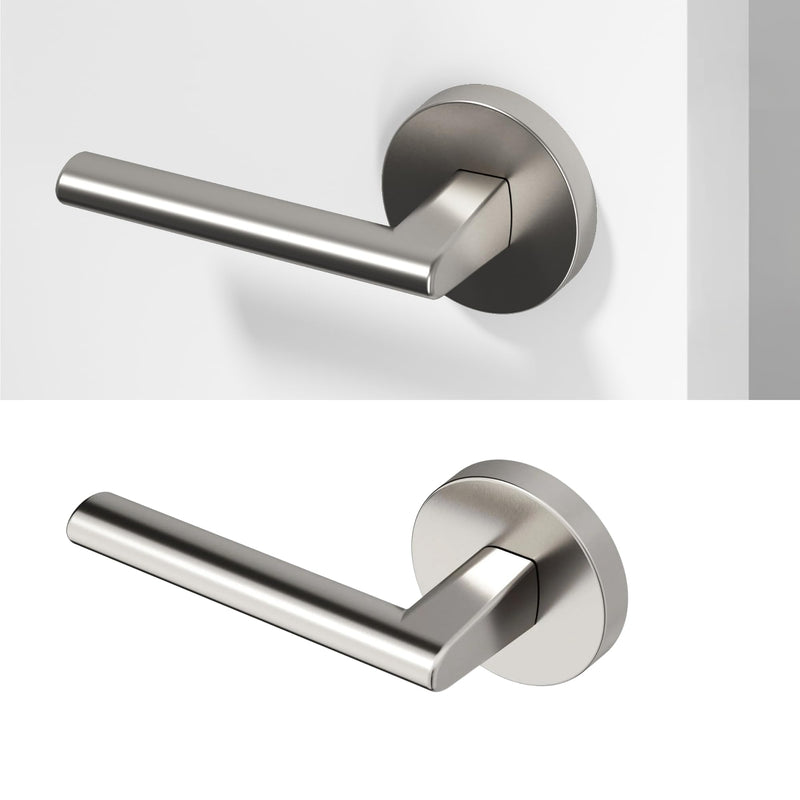 Okun Brio Dummy Door Handle, Brushed Nickel Non-Turning Door Lever 1-Pack – Decorative Reversible Interior Handle for Closet, Pantry, Hallway & French Doors, Sleek Modern Design