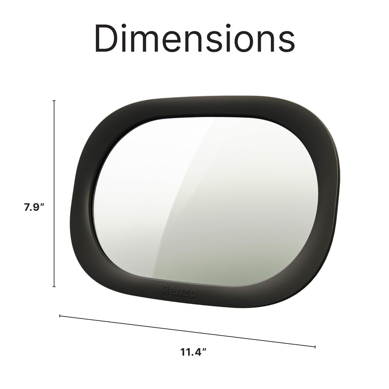  [AUSTRALIA] - Renzo Baby Car Mirror - Rear Facing Car Seat Mirror for Infants - Extra Large, Shatter-Resistant, 360° Adjustable, Tool-Free Installation - Fits Most Cars, SUVs & Trucks (Midnight Black) Midnight Black