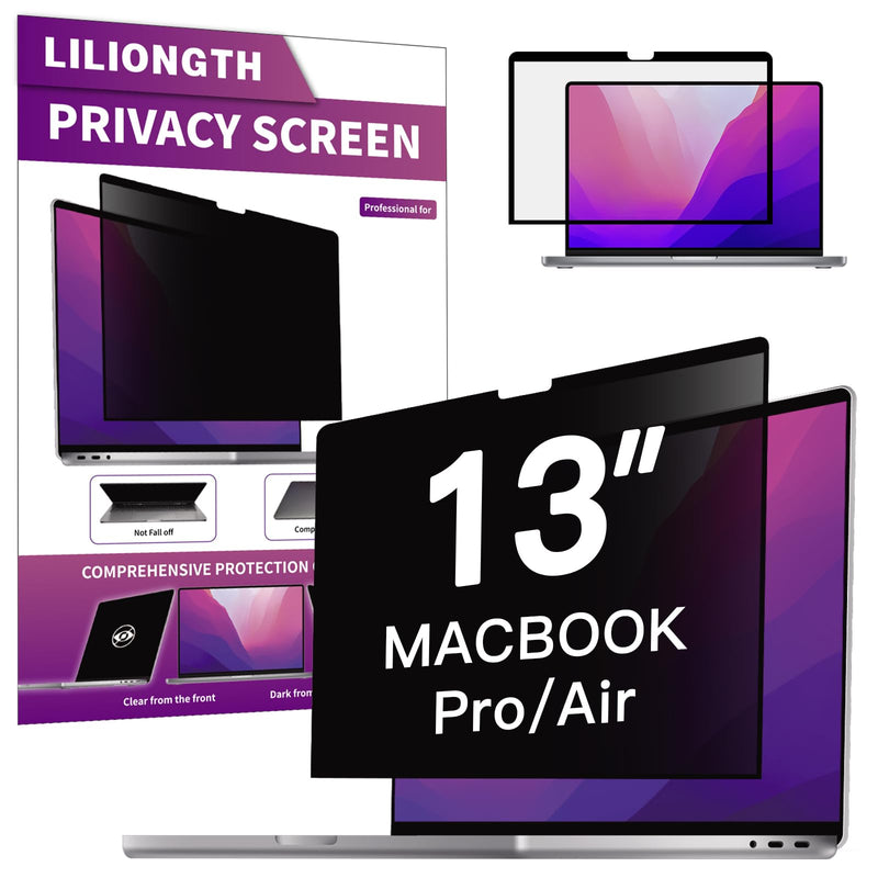 LILIONGTH Privacy Screen Compatible with MacBook Air 13" (2018-2021, M1) & MacBook Pro 13" (2016-2022, M1, M2) - Removable Privacy Filter and Anti-Blue Light Protector