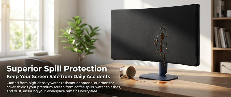 Dust Cover for Alienware 34" Curved Gaming Monitor, Neoprene | Compatible with AW3425DWM, Sleek Black Anti-Scratch Dust Guard with Back Elastic Straps & Snug-Fit Velcro