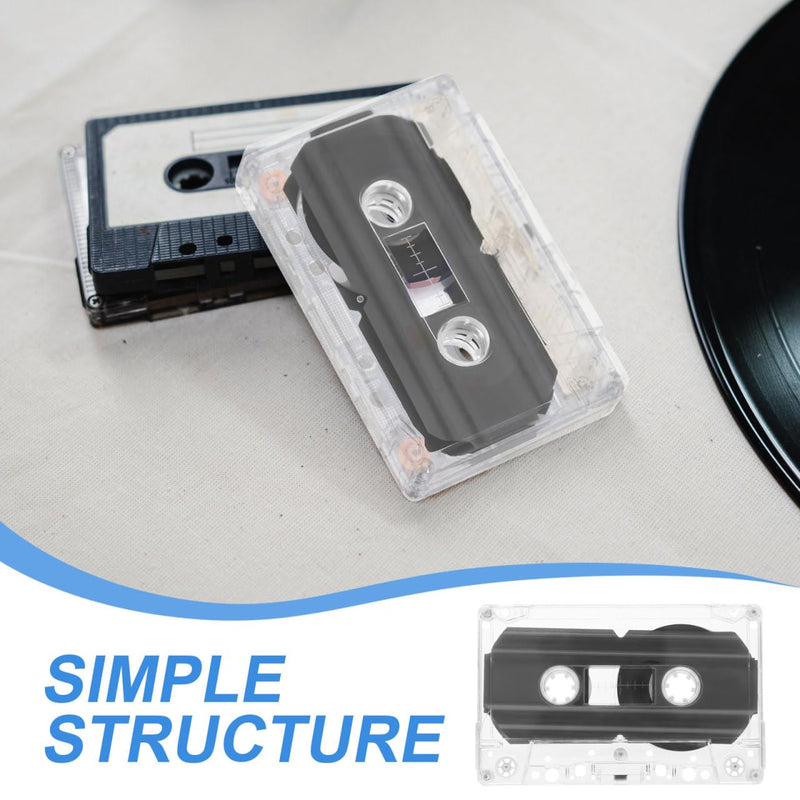 6 Pcs Blank Audio Cassette Tapes, Black Plastic 60-Minute, Recordable Tape Recorder Transparent Box Music Voice Memos (3.93x2.52 Inch)