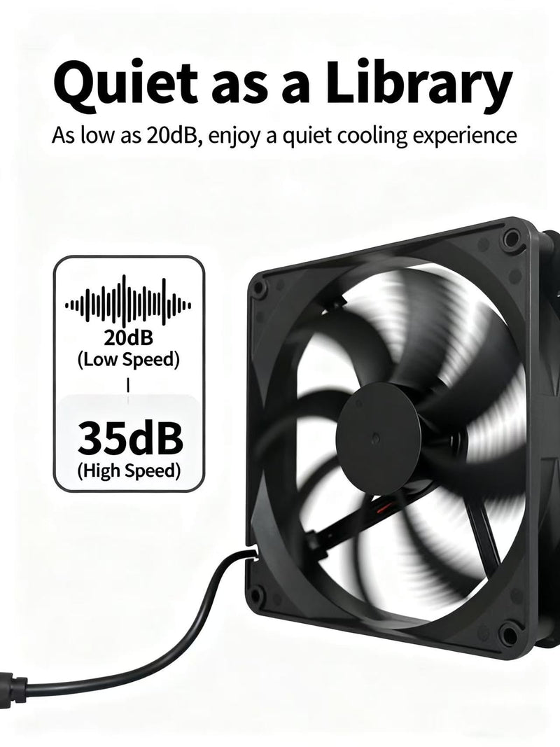 2 Pack 140mm×25mm DIY Variable Speed Cooling Fan with 110V-240V AC Plug Power Adapter - Quiet 20-35dB Fans for Biltong Box Reptile Aquarium DVR PlayStation Xbox Cabinet Ventilation