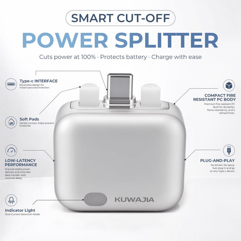 2PCS KUWAJIA 140W AI Smart Recognition Auto-Unplugger, Physical Disconnect Battery Guard, Auto-Eject on Full Charge, Fast Charging Adapter for iPhone/Android Phones,/Earphones 2