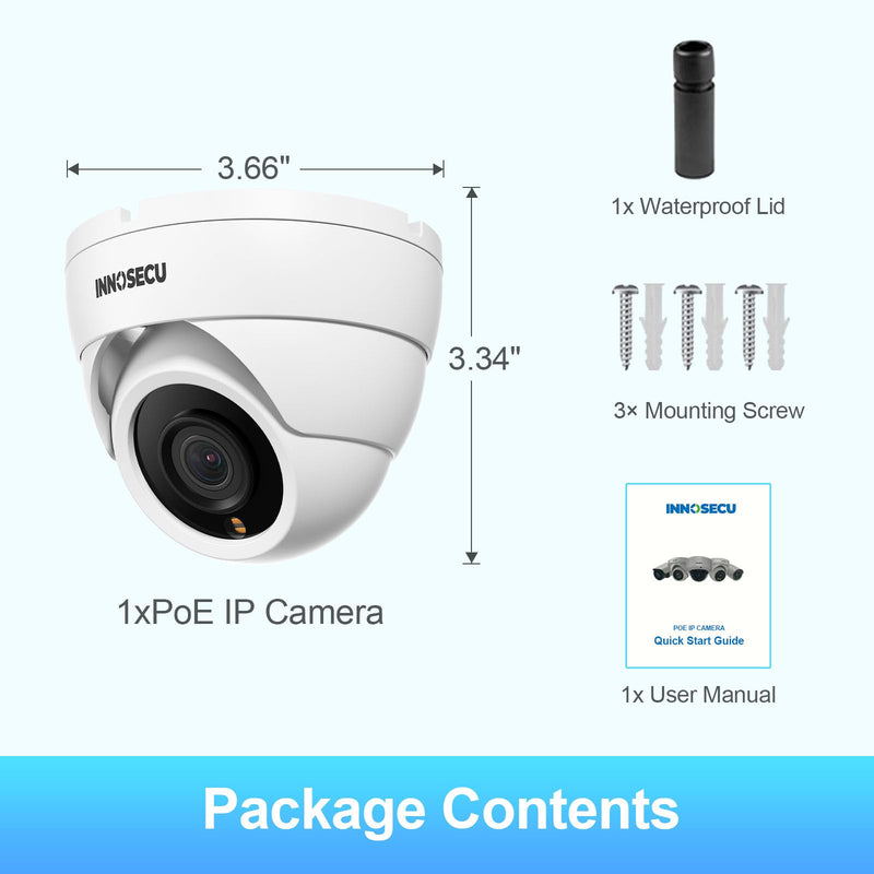 PoE Camera 4MP, Security IP Dome Camera for Outdoor Indoor Use, Buil-in Mic, 2.8mm Lens Wide Angle 110°, B/W Night Vision, Smart Motion Detection, Human&Vehicle Detection, IND4FR94C (White)