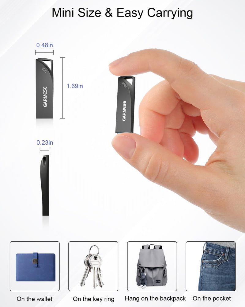 32GB USB 3.0 Flash Drive, 5-Pack Waterproof Metal USB Memory Stick, Slim Thumb Drive Portable Pen Drive with Keychain Hole Stylish Jump Drive for Computer/Car/Smart TV 32GB-3.0 5 Pack