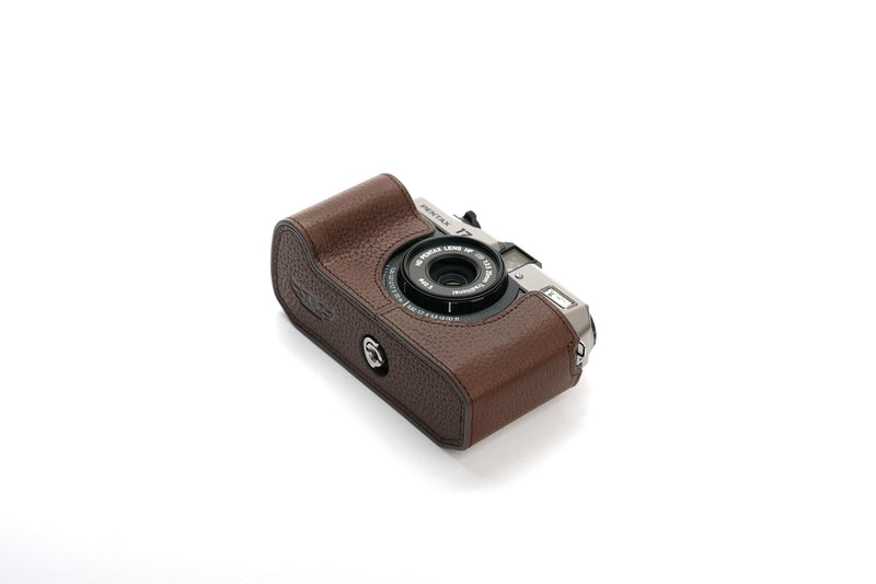 for Pentax 17 Case, Handmade Genuine Real Leather Half Camera Case Bag Cover for Pentax 17 Film Camera With Hand Strap (Coffee) Coffee
