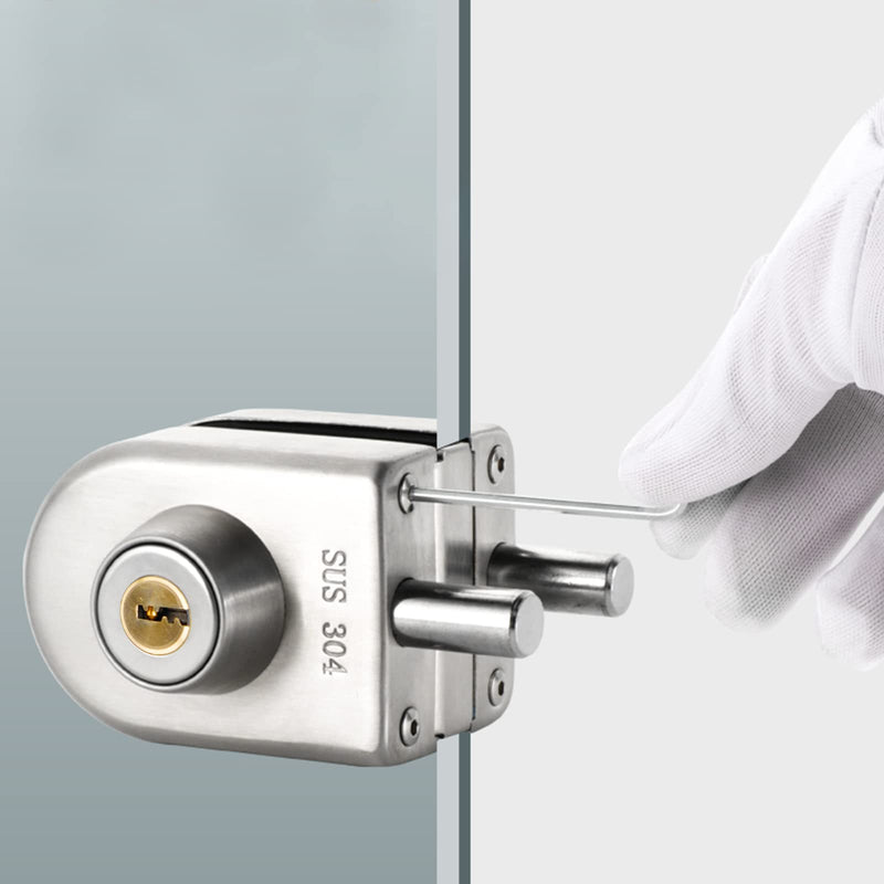 Fits on 1/2" Glass 0.39" -0.47"Glass Door Lock Stainless Steel Glass Door Lock Floor Latch Lock Bolt Ground Lock for Bathroom Toilet Shop Glass Doors (102-C) 102-C