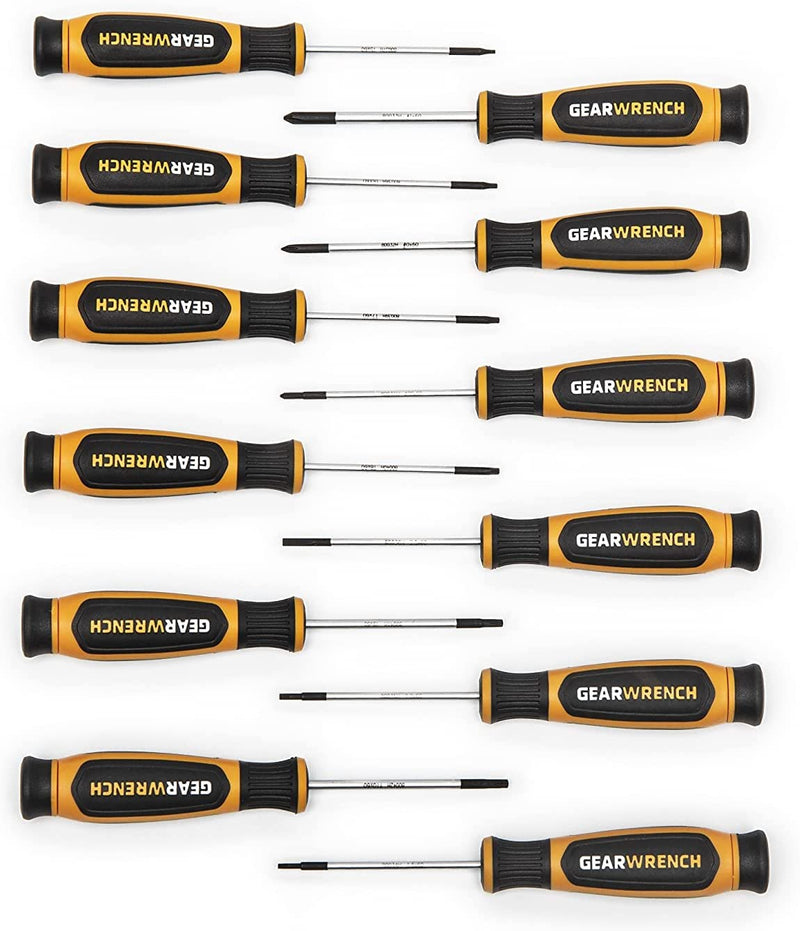GEARWRENCH 12 Pc. Phillips/Slotted/Torx Mini Dual Material Screwdriver Set - 80057H