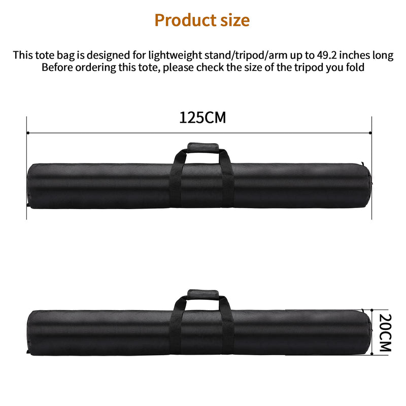49in/125cm Tripod Carrying Case, Heavy Duty Nylon Bag With Shoulder Strap, Padded for Light Stand, Tripods, Monopods, Umbrellas, Softboxes, Boom, Speaker, Mic Stands 49"/125cm Handheld, Shoulder Carrying, Sloping Carrying Black