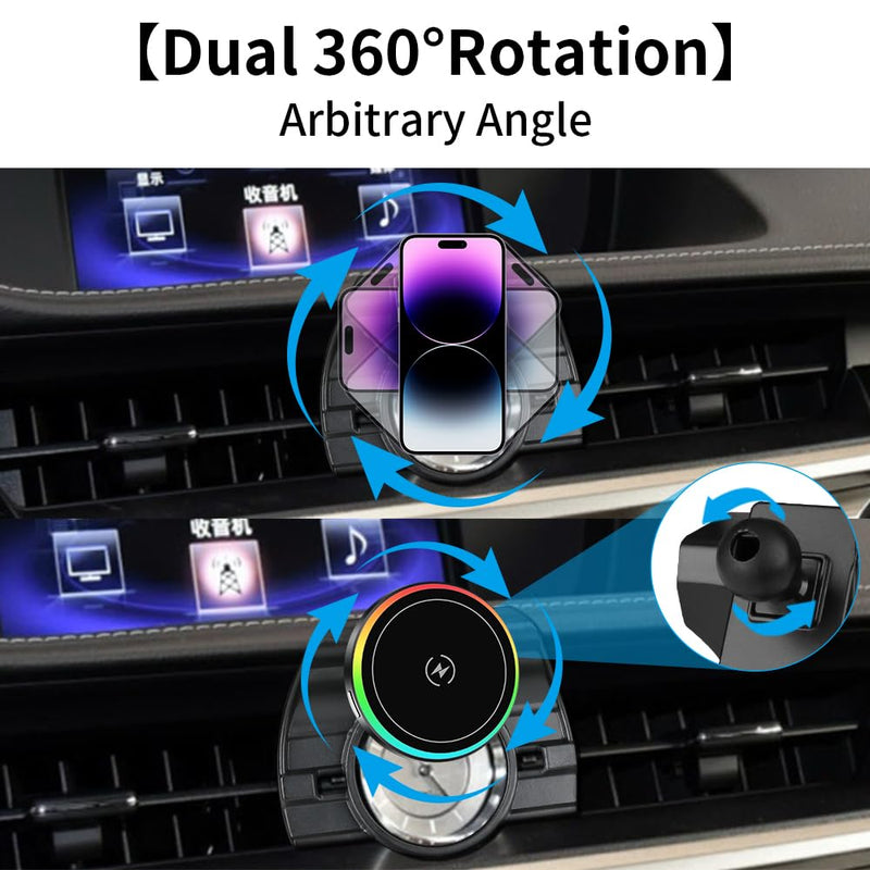 Car Magnetic Phone Mount for Lexus ES 2013 2014 2015 2016 2017 2018 ES350 ES300h Auto Interior Accessories Best Cellphone Holder Fast 15W Wireless Charger Cell Phones Charging Screen Stand