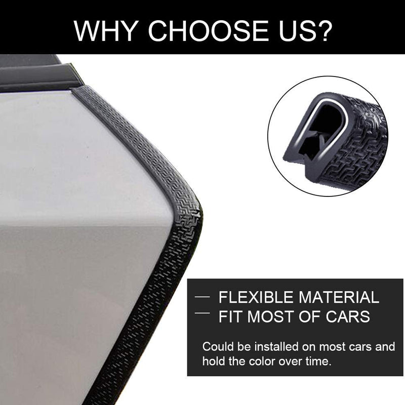 Winunite 16.4ft (5m) Car Door Edge Guards Black – Rubber, No Glue, U-Shaped, Built-in Metal Clips, Fits Most Vehicles, Fade-Resistant, Scratch- and Chip-Resistant – Reduces Dings in Parking Lots 16-2/5Ft
