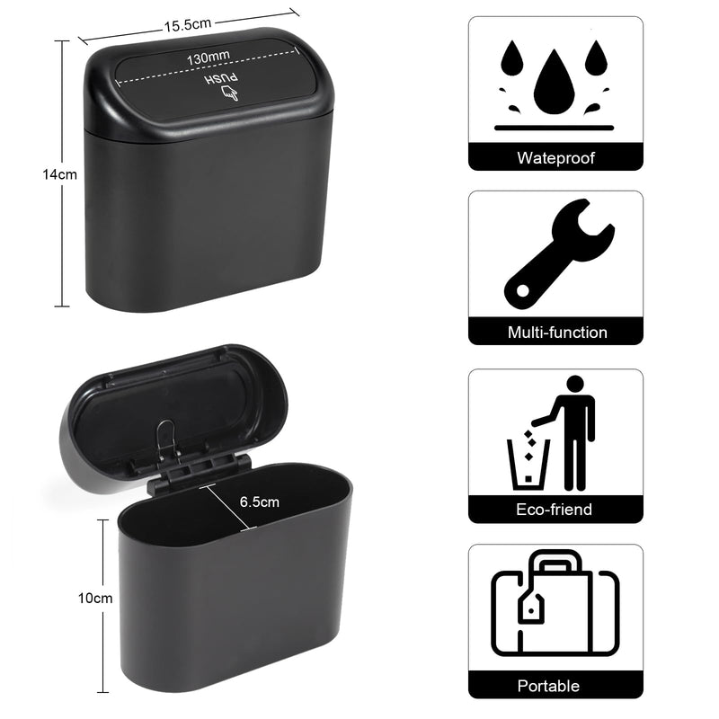 2 Packs Mini Car Trash Can Bin with Lid and 150pcs Trash Bags,Car Trash Can Bin,Car Garbage Trash Can Storage for Front Back Seat Accessories (2)… 2